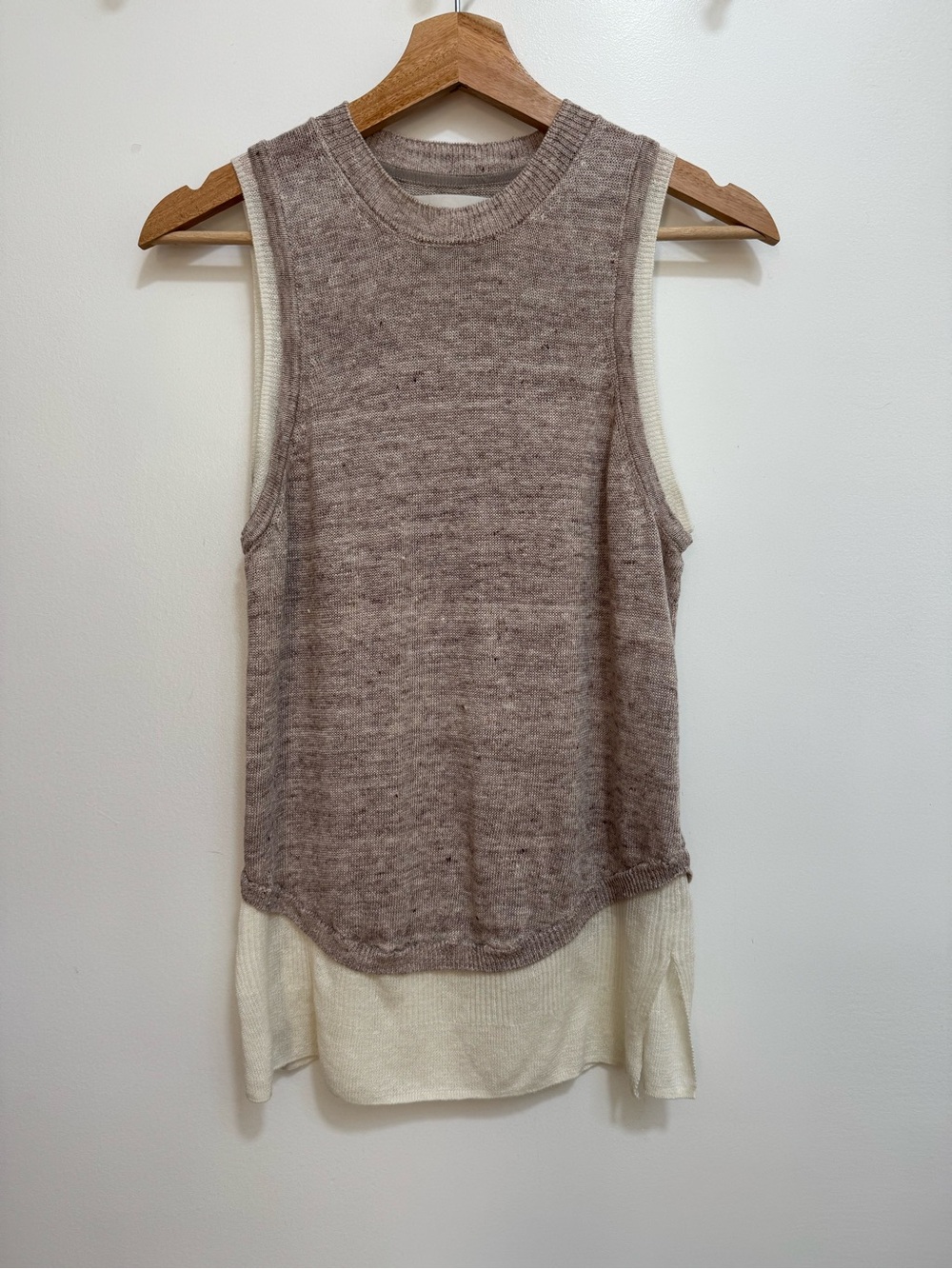 Brochu Walker Layered Linen Sweater Tank Women Medium Summer Vacation Old Money